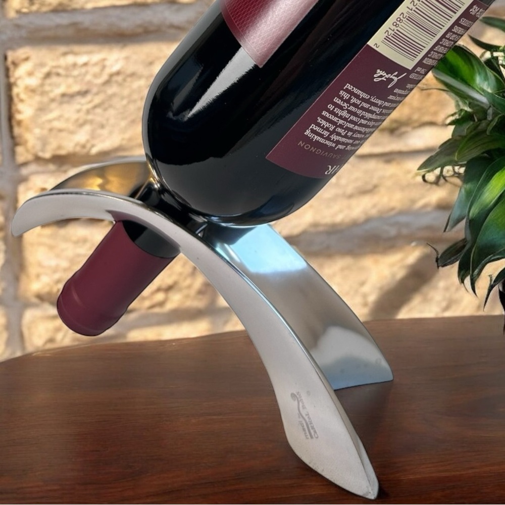 Carrol Boyes New Leaf Bottle Holder Stand in Silver